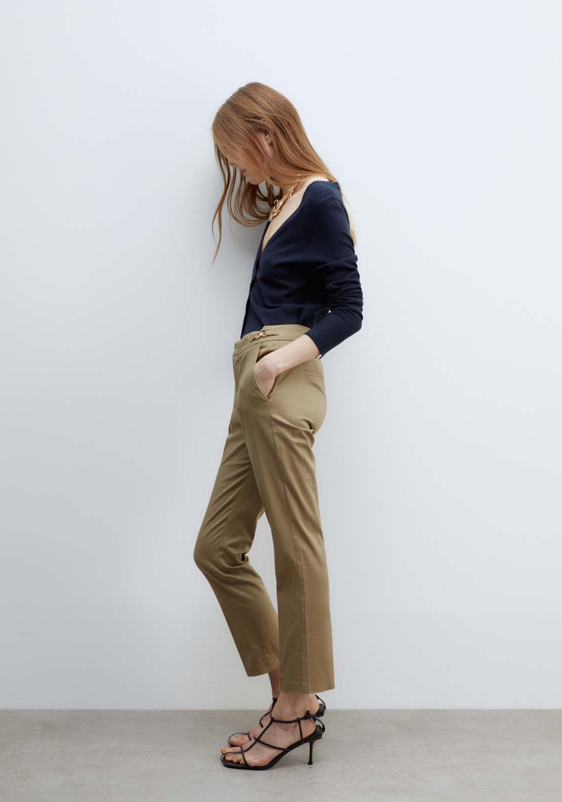 Sfera Capri trousers - Khaki 3 Shaws Department Stores