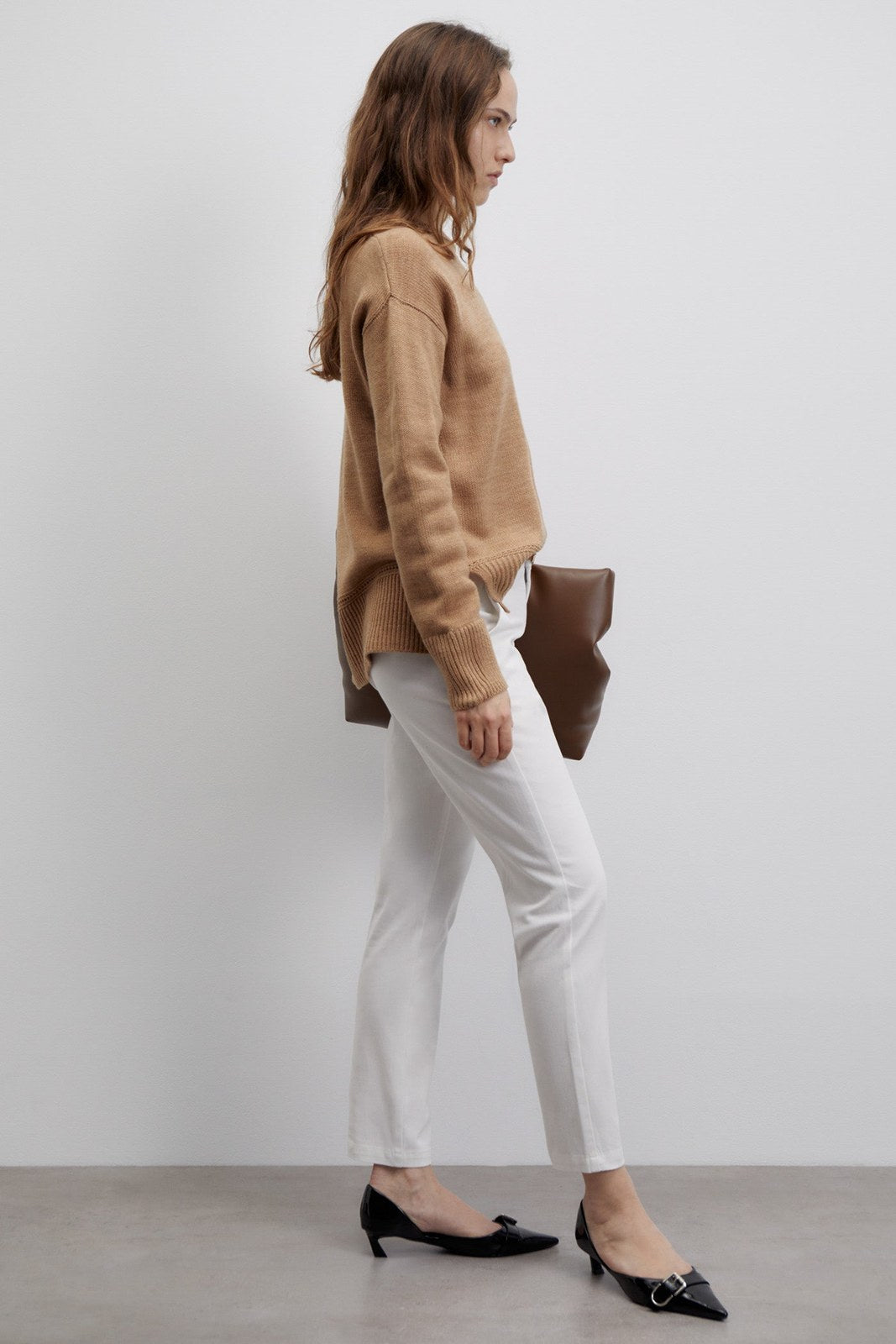 Sfera Belted chino trousers - White 3 Shaws Department Stores