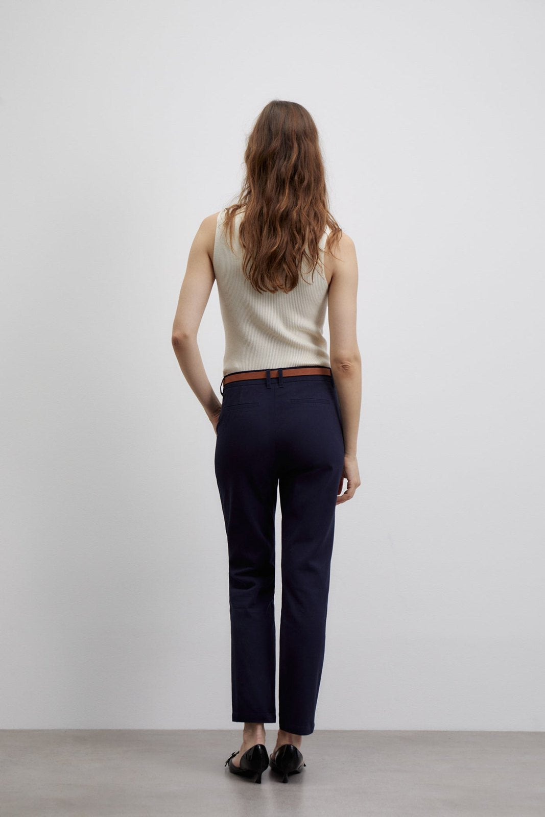 Sfera Belted chino trousers - Navy 4 Shaws Department Stores