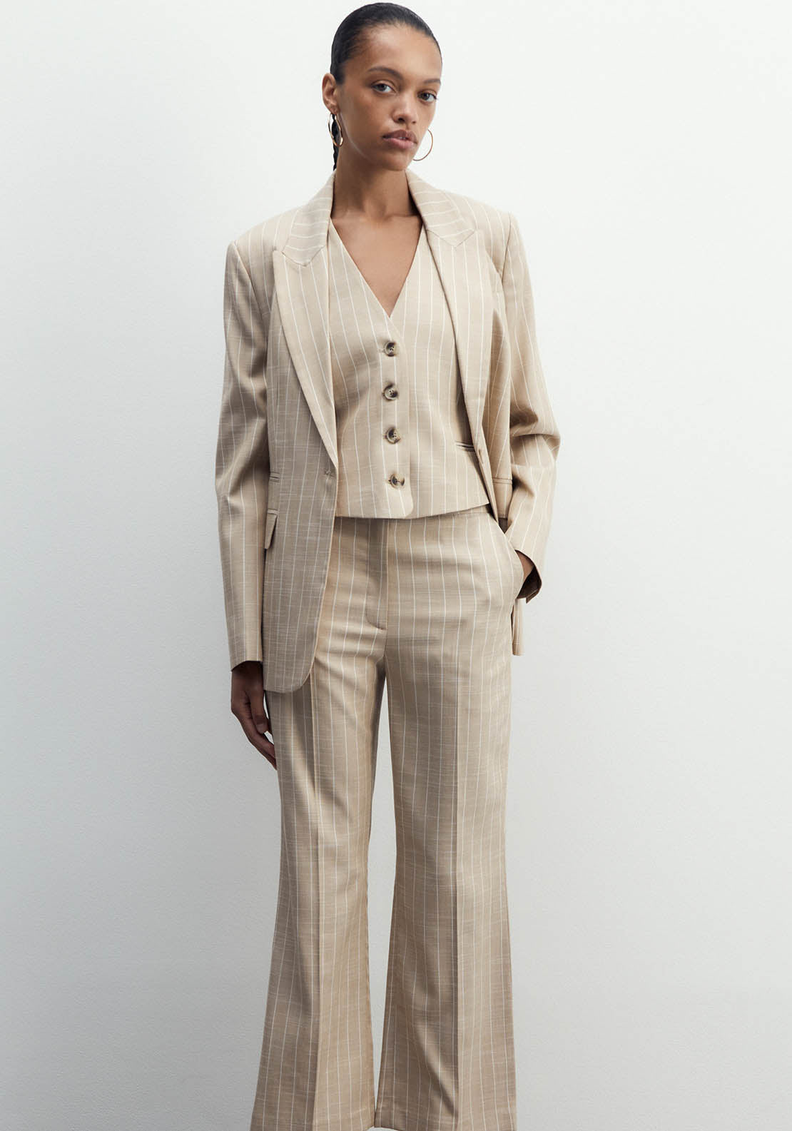 Sfera Stripes Suit Trousers - Camel 1 Shaws Department Stores