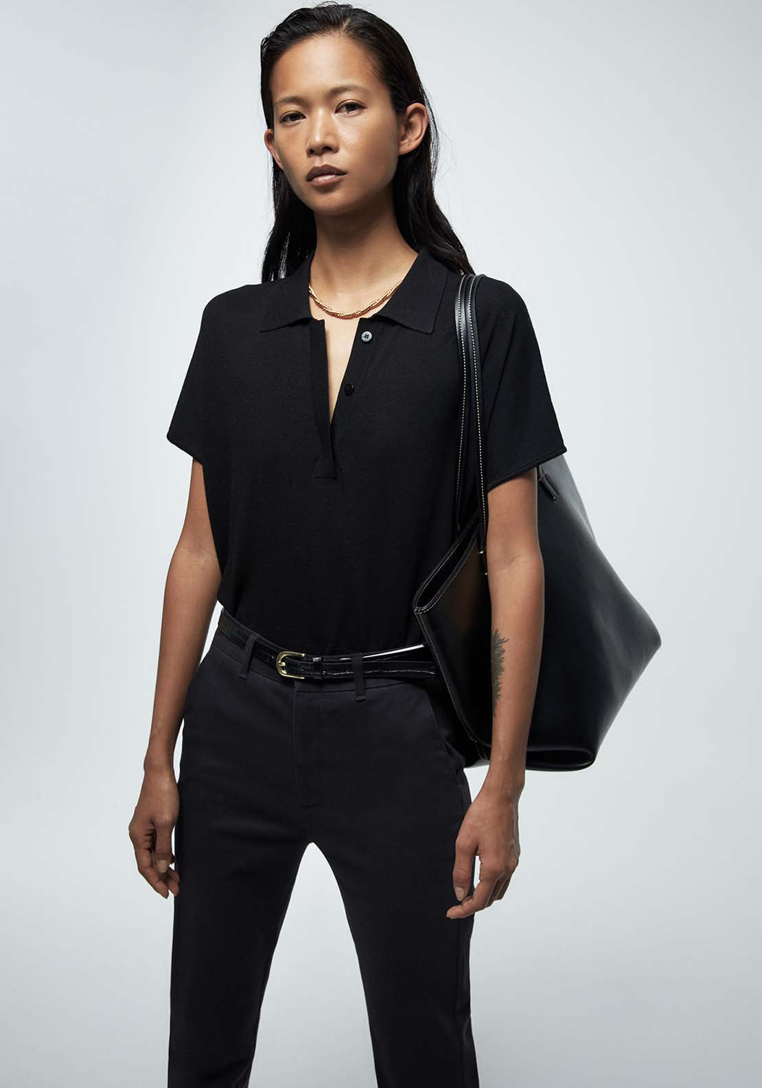Belted Chino Trousers - Black