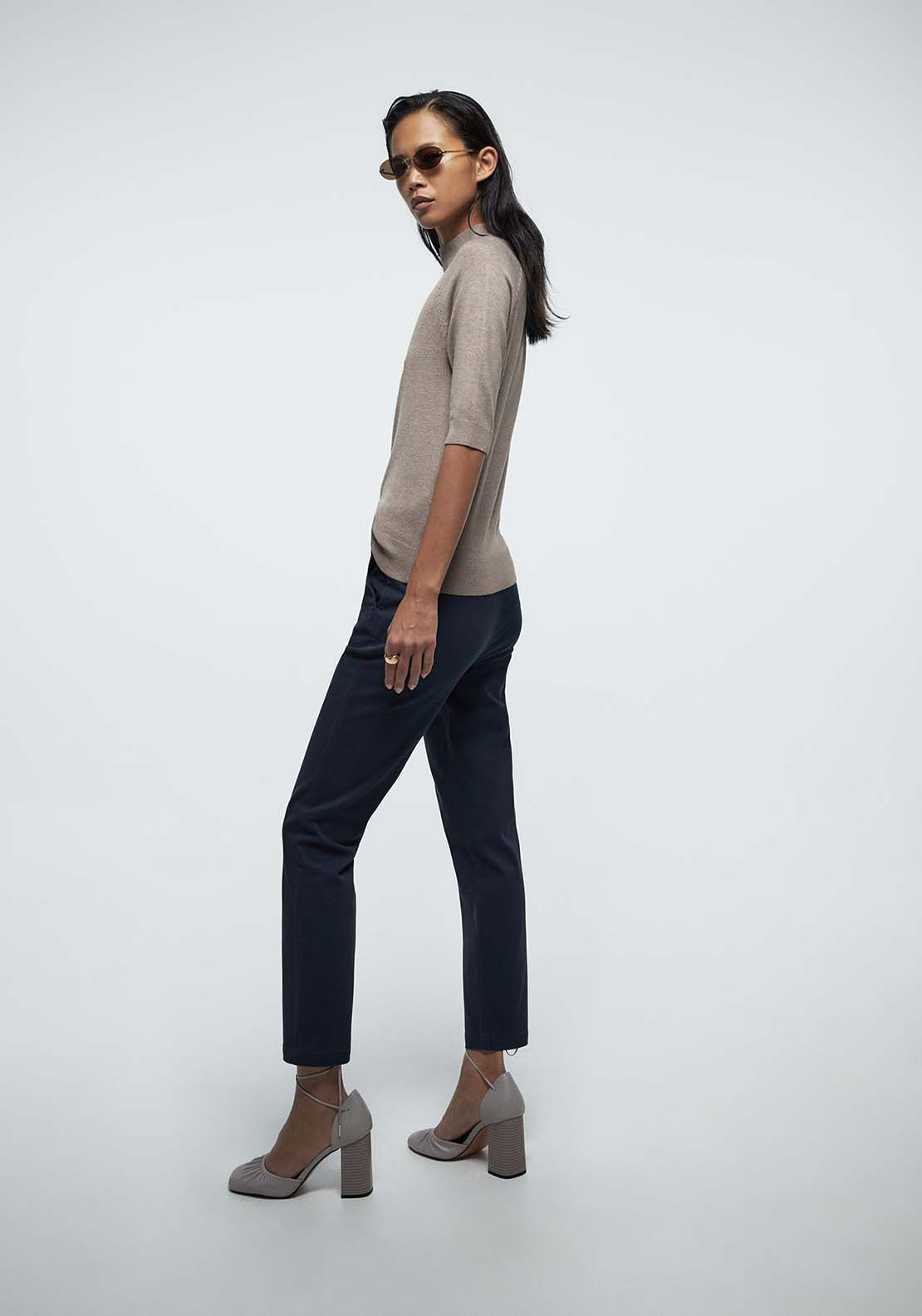 Belted Chino Trousers - Blue