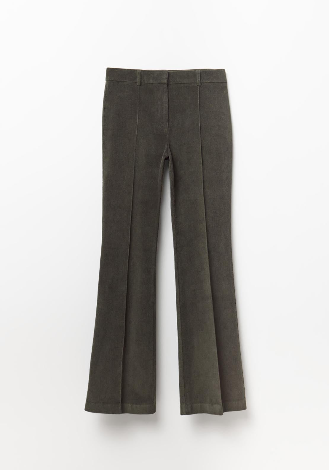 Sfera Flared Micro Corduroy Trousers - Green 5 Shaws Department Stores