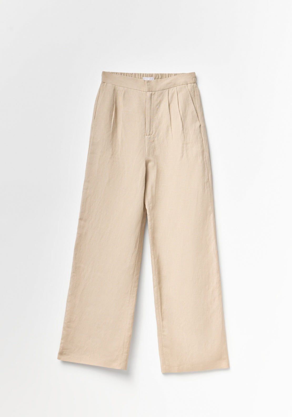 Pleated Formal Linen Trousers - Beige