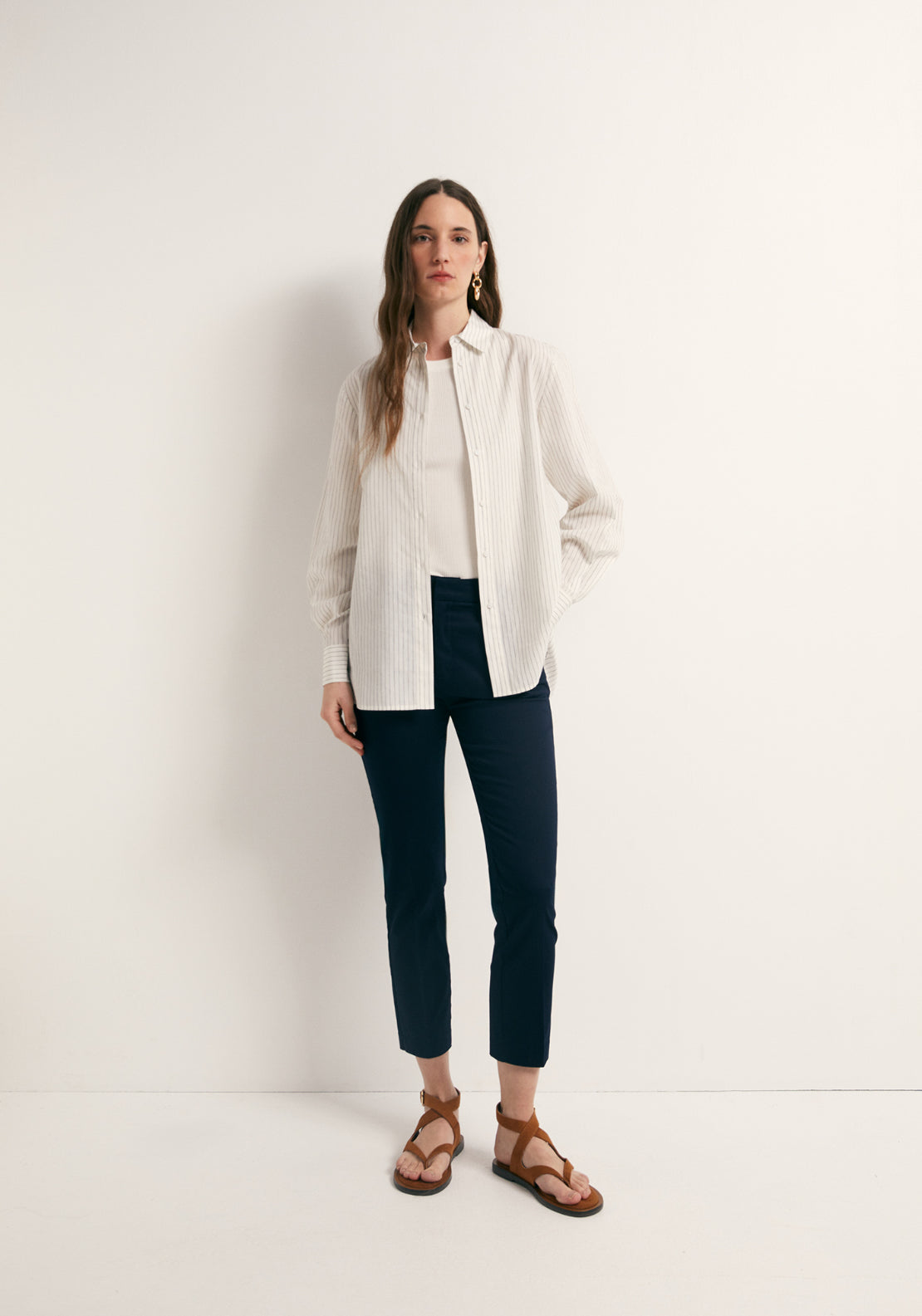 Buckle Detail Capri Trousers - Blue