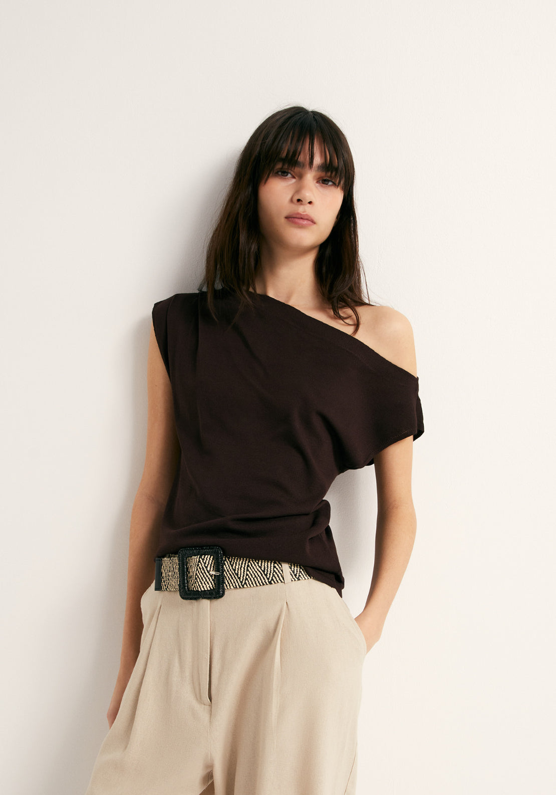 Linen Wide Leg Trousers - Beige