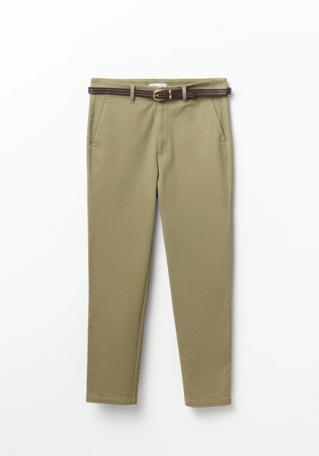 Belted Chino Trousers - Beige