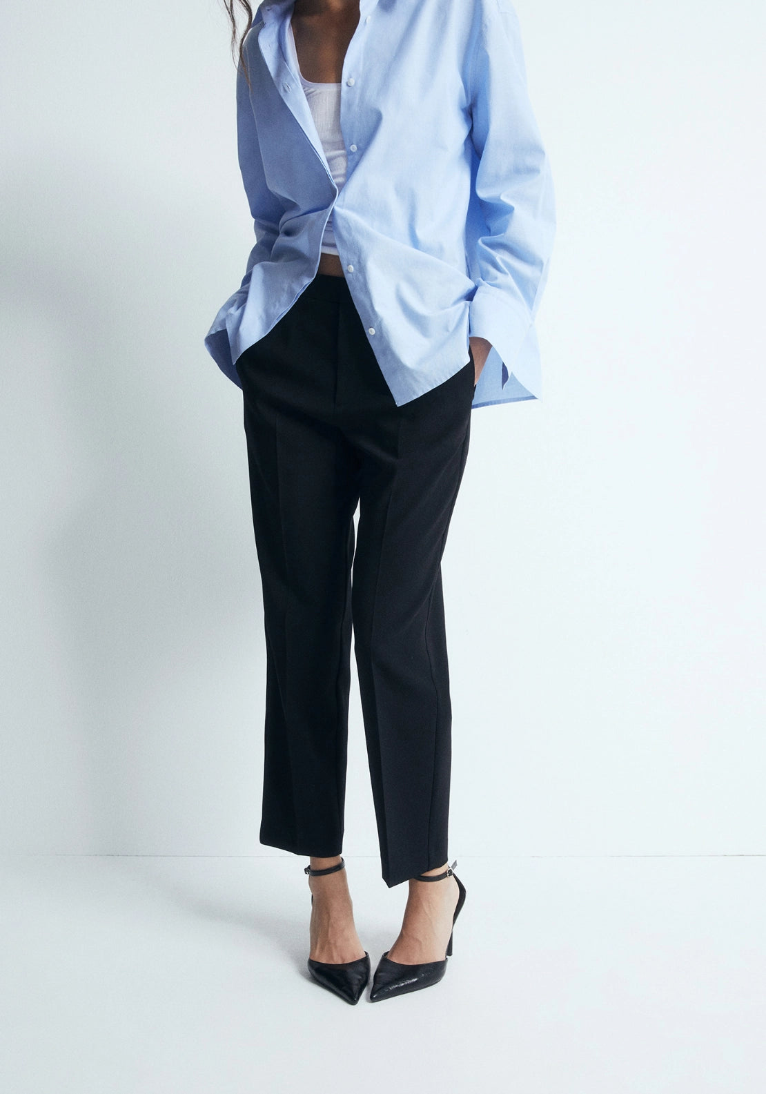 Plain Tailored Trousers - Black