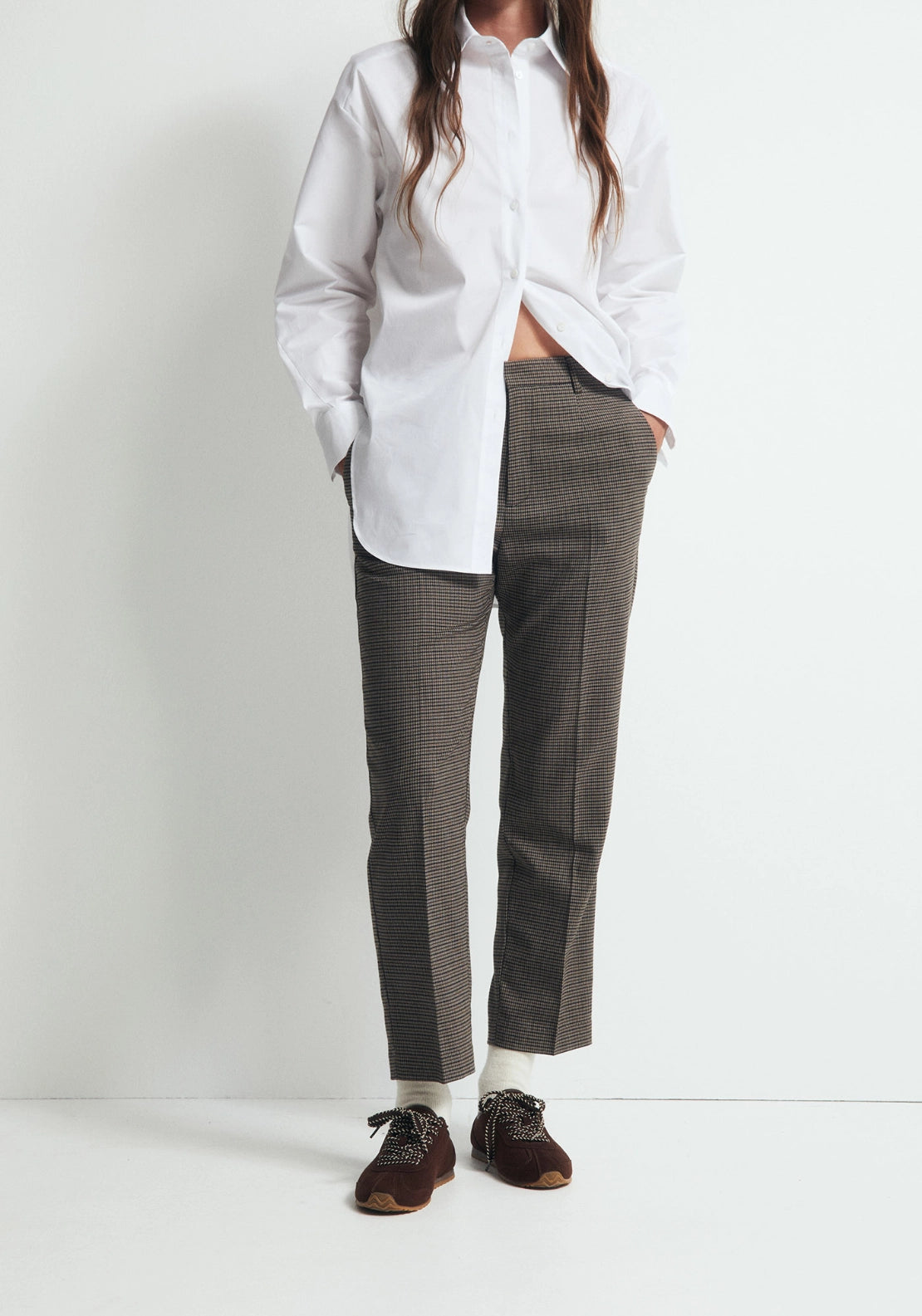 Straight Print Trousers - Brown