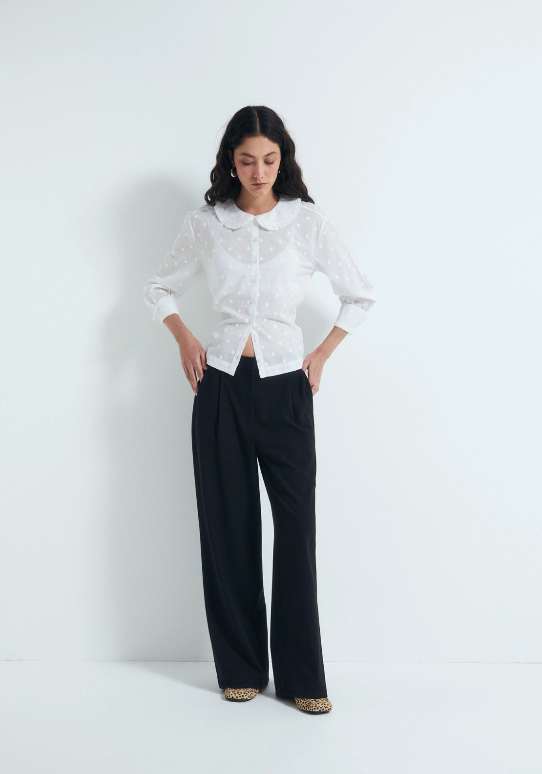 Pleated Elasticated Trousers - Black