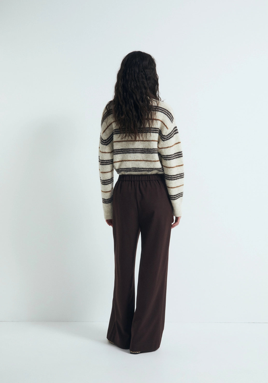 Pleated Elasticated Trousers - Brown