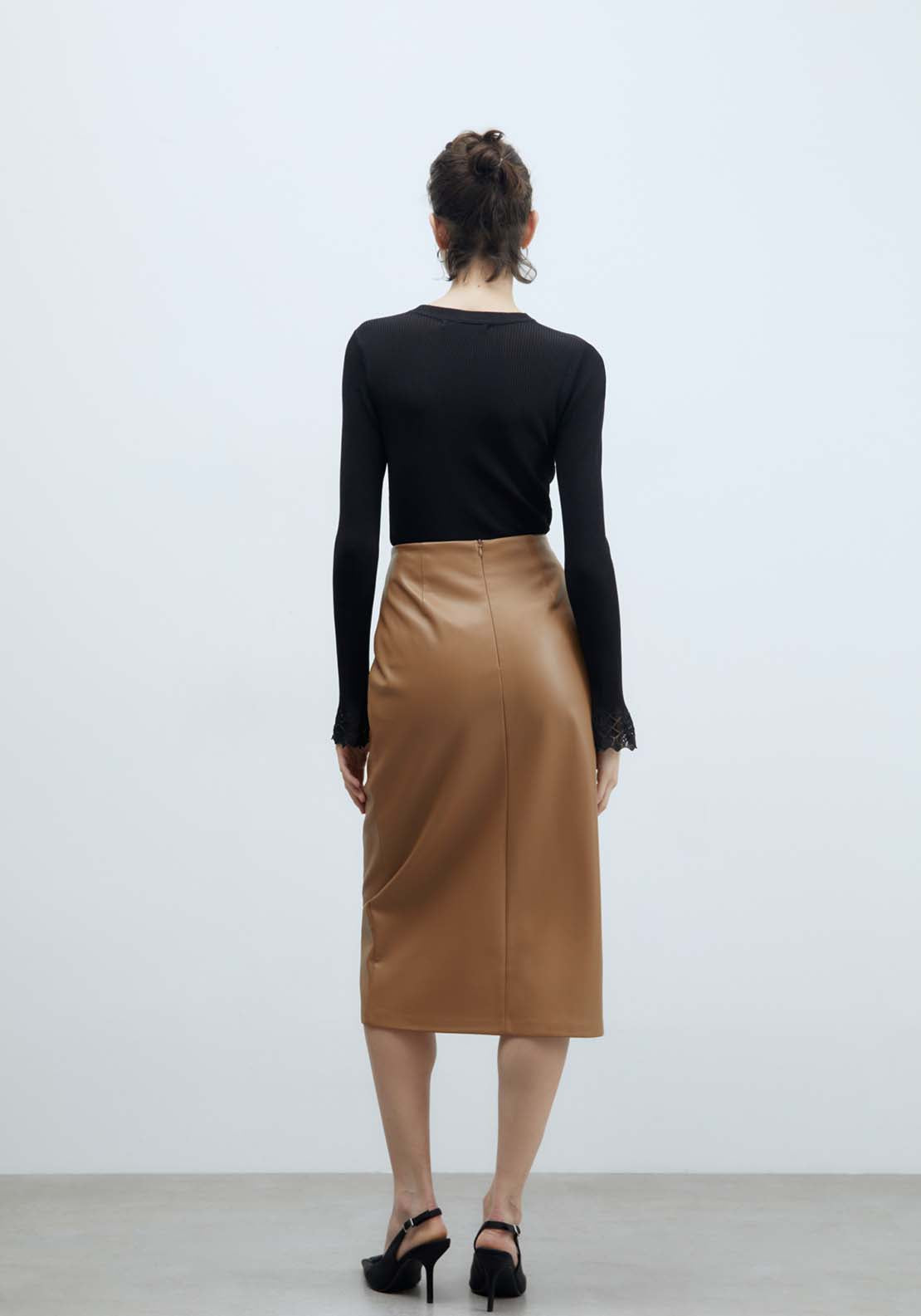 Sfera Midi Skirt - Camel 4 Shaws Department Stores