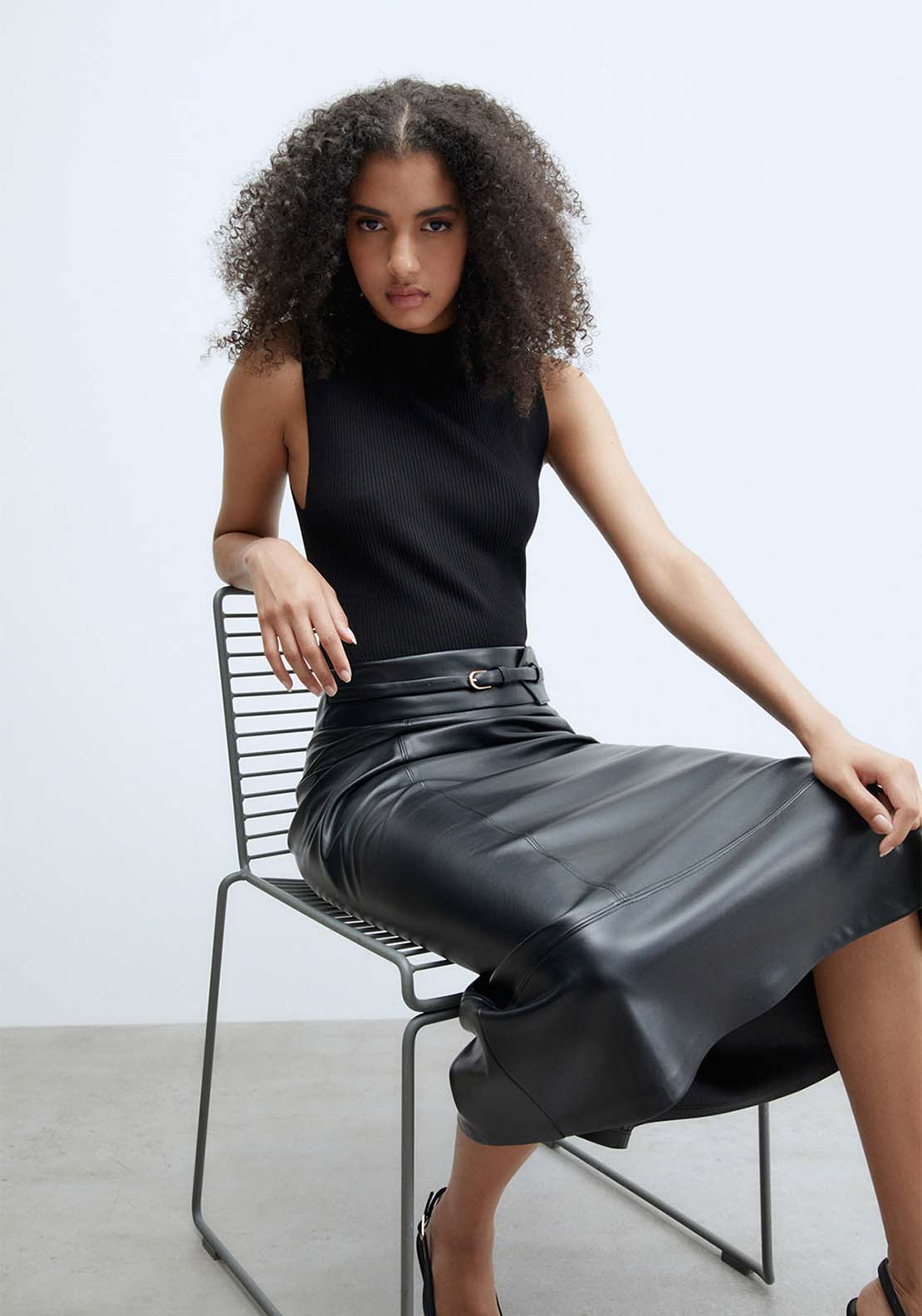 Sfera Belted Skirt - Black 3 Shaws Department Stores