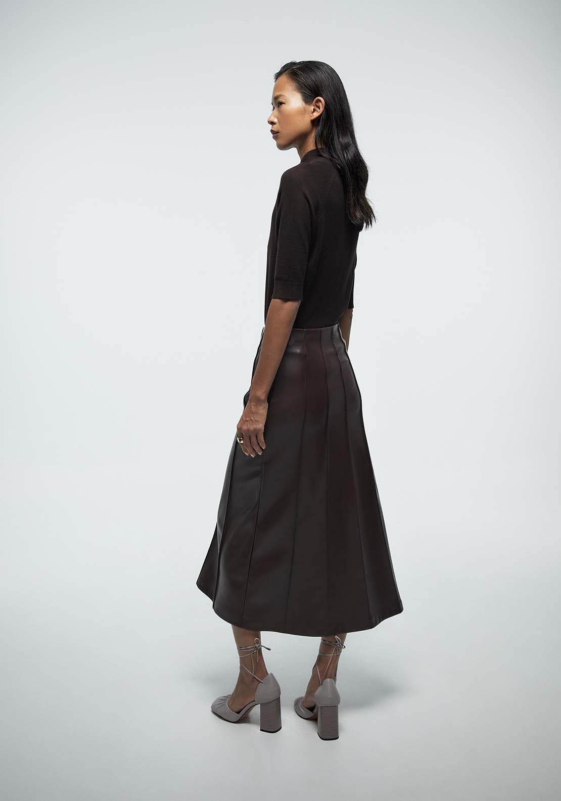 Seam Detail Skirt - Brown