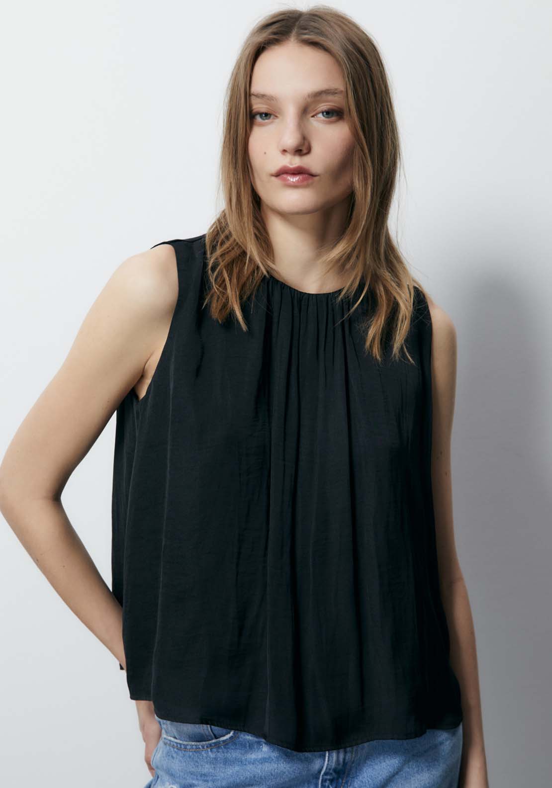 Sfera Sleeveless Fluid Pleated Top 1 Shaws Department Stores