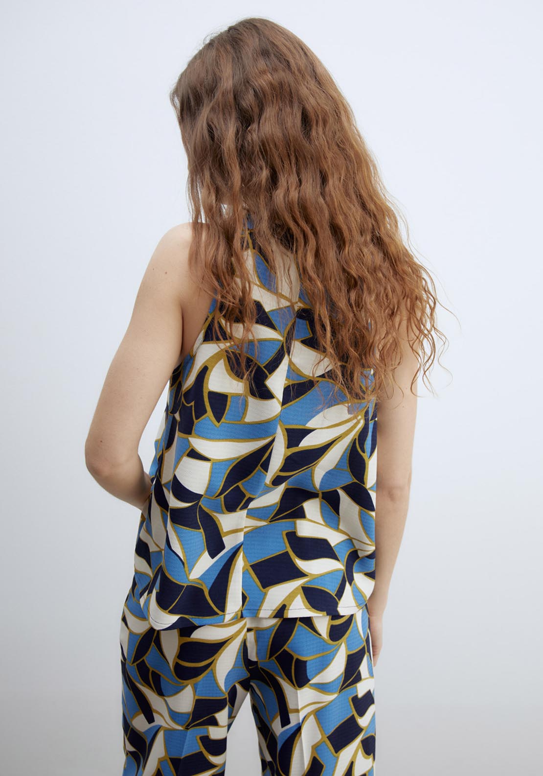 Sfera Printed Halter Neck Top - Blue 2 Shaws Department Stores