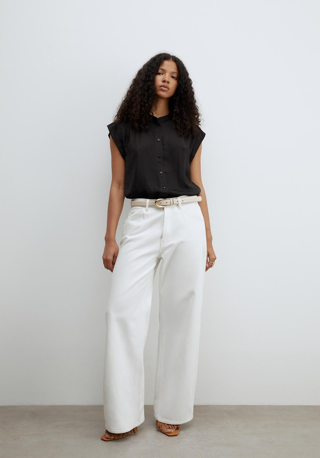 Sfera Buttons Loose Fit Top - Black 5 Shaws Department Stores