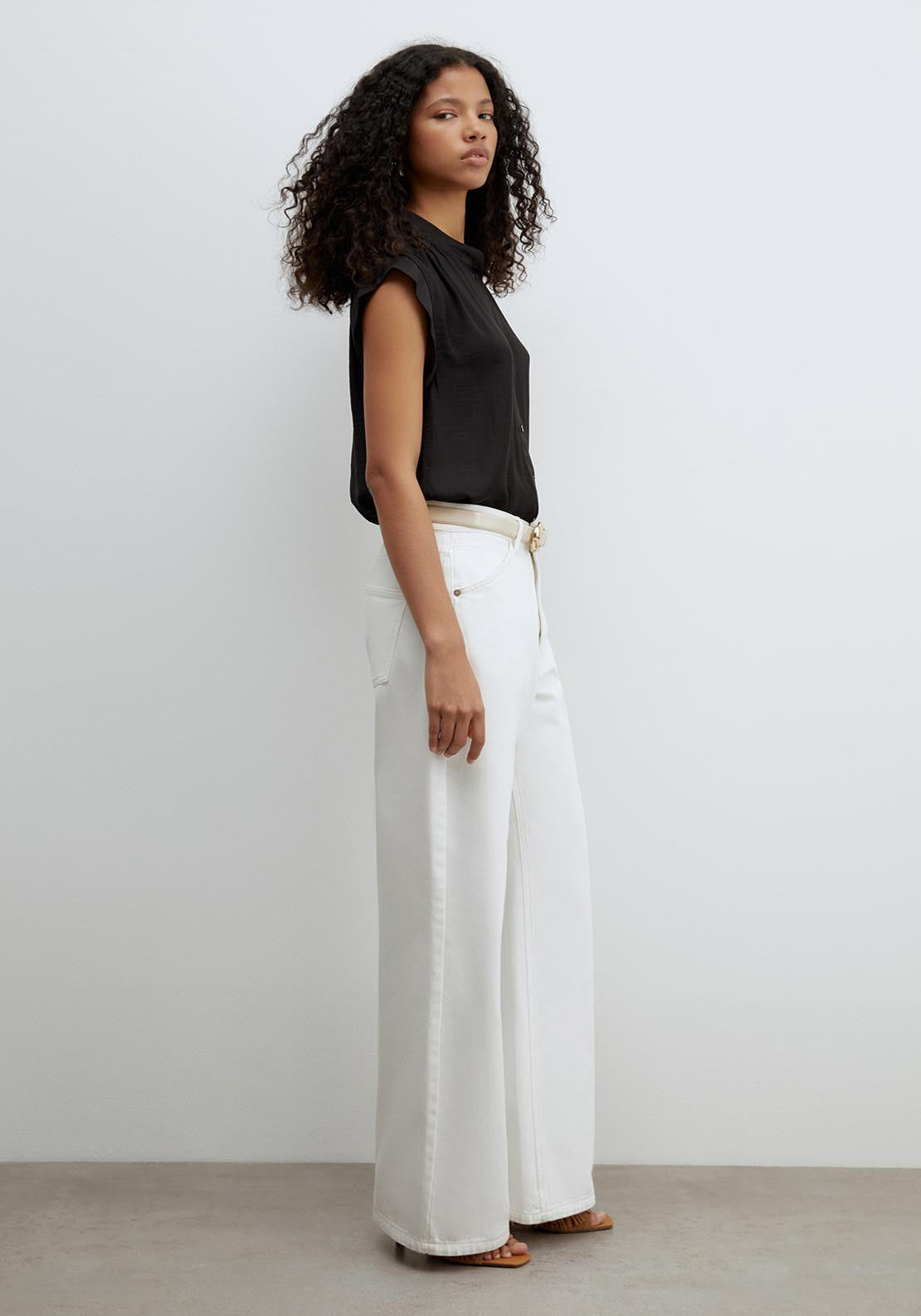 Sfera Buttons Loose Fit Top - Black 3 Shaws Department Stores