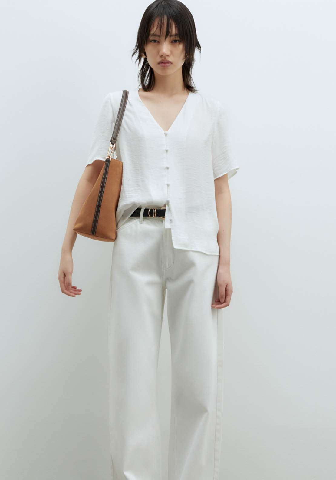 Sfera Short-sleeved blouse - White 1 Shaws Department Stores