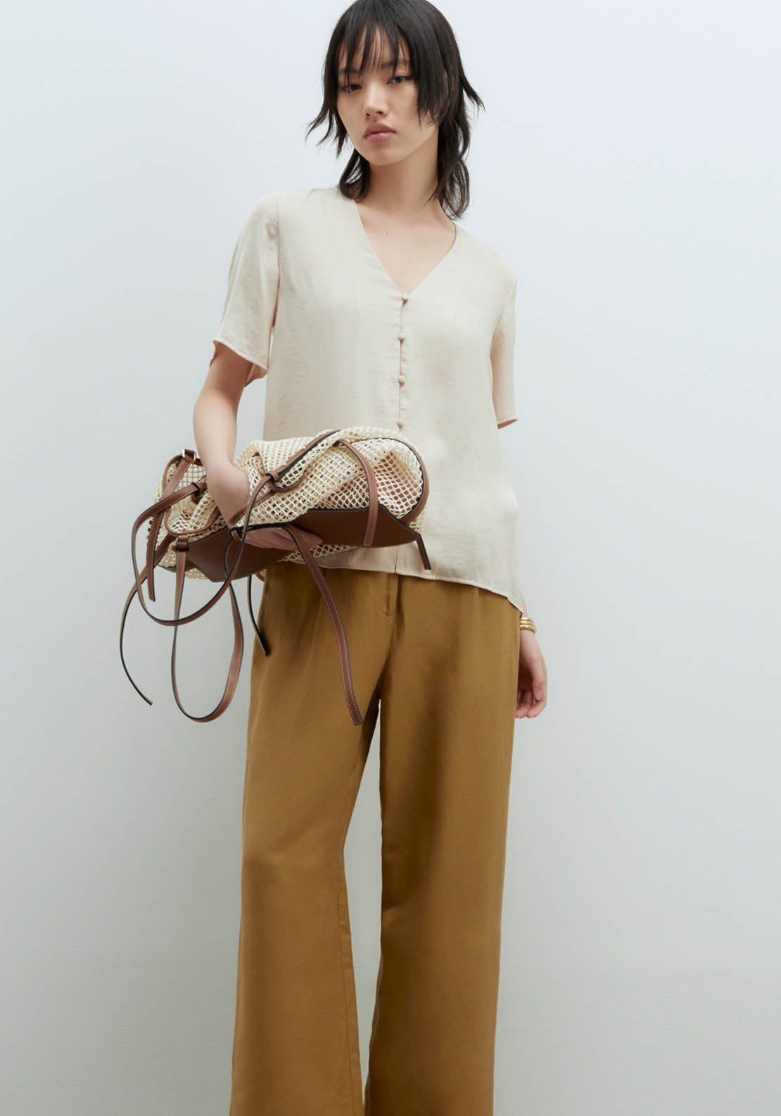 Sfera Short-Sleeved Blouse - Beige 1 Shaws Department Stores