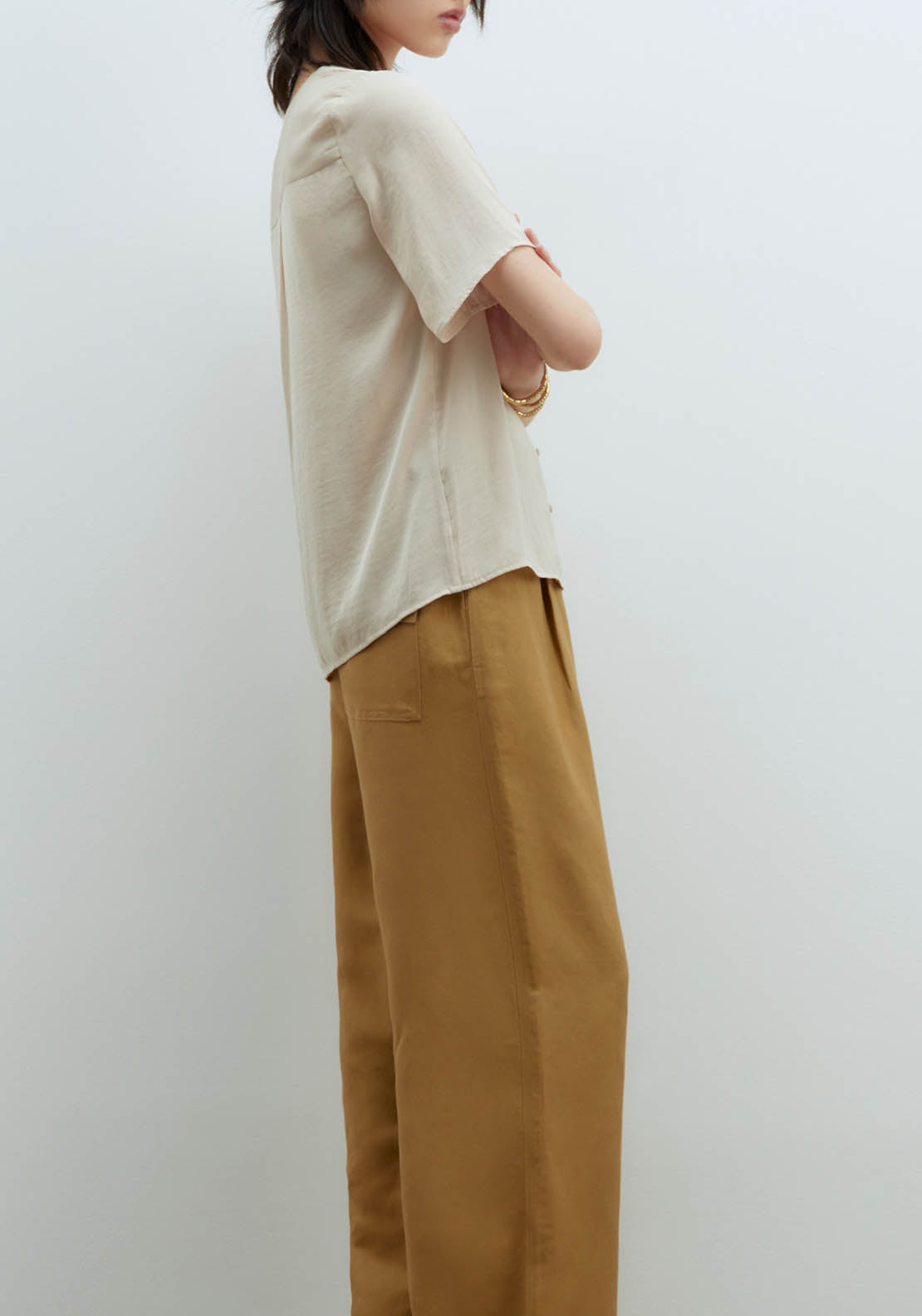 Sfera Short-Sleeved Blouse - Beige 3 Shaws Department Stores