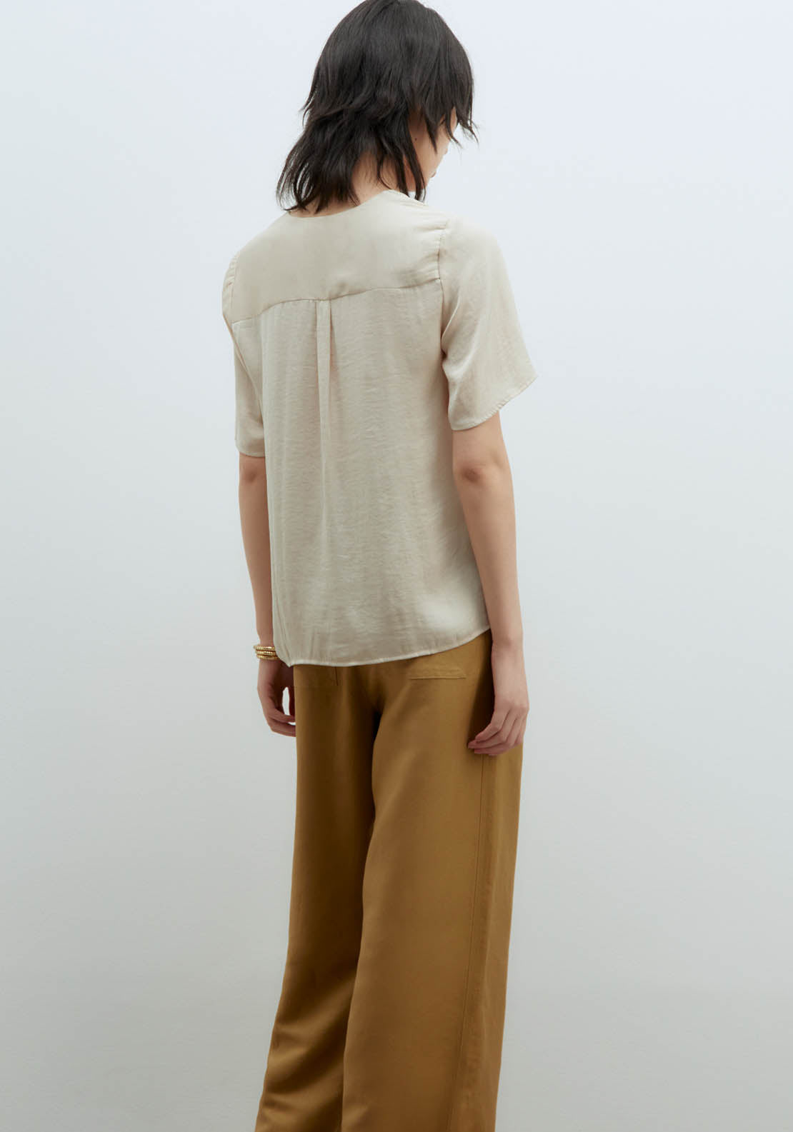 Sfera Short-Sleeved Blouse - Beige 5 Shaws Department Stores