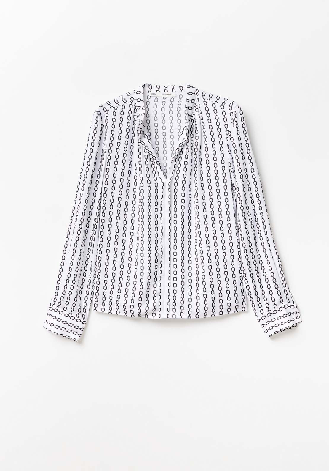 Sfera Printed loose-fit blouse - White And Black 5 Shaws Department Stores