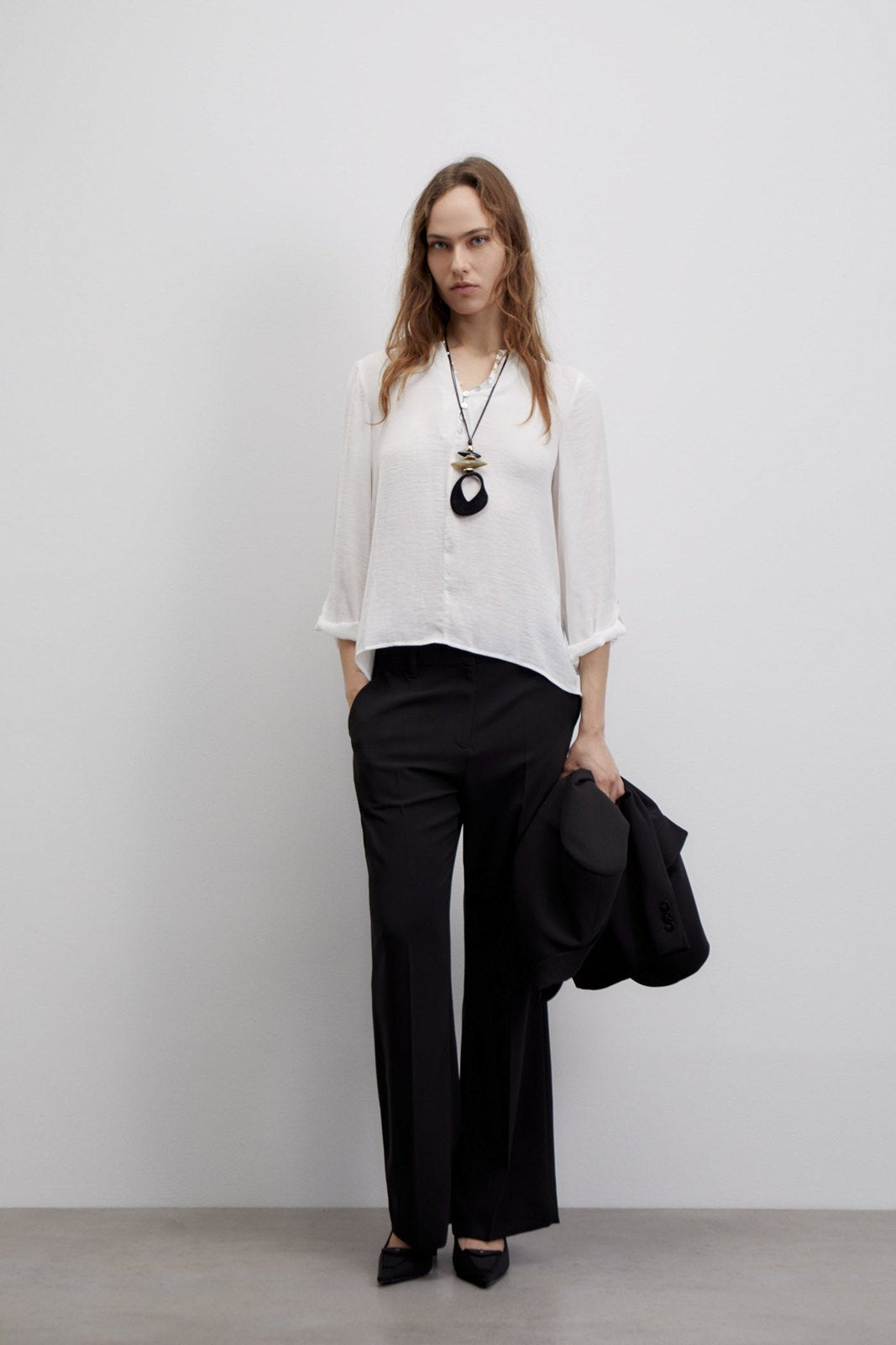 Sfera Buttons loose-fit blouse - White 3 Shaws Department Stores