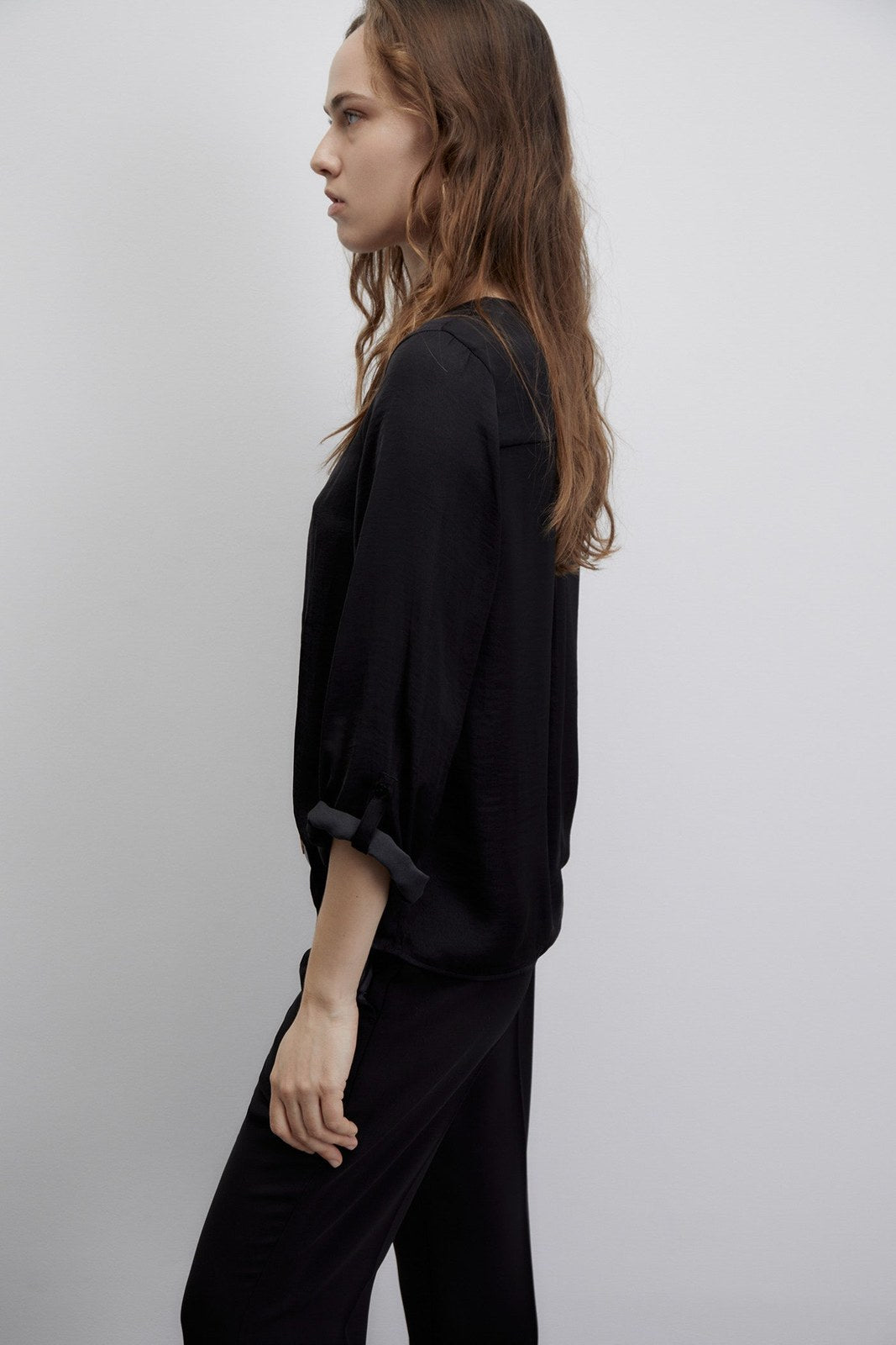 Sfera Buttons loose-fit blouse - Black 6 Shaws Department Stores