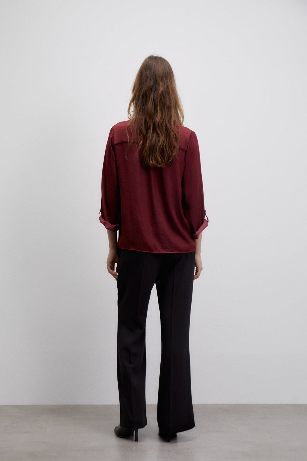 Sfera Buttons loose-fit blouse - Burgundy 5 Shaws Department Stores