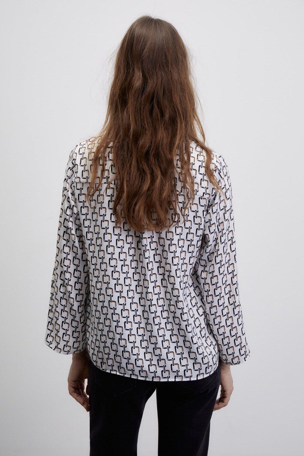 Sfera Printed loose-fit blouse - Black 3 Shaws Department Stores
