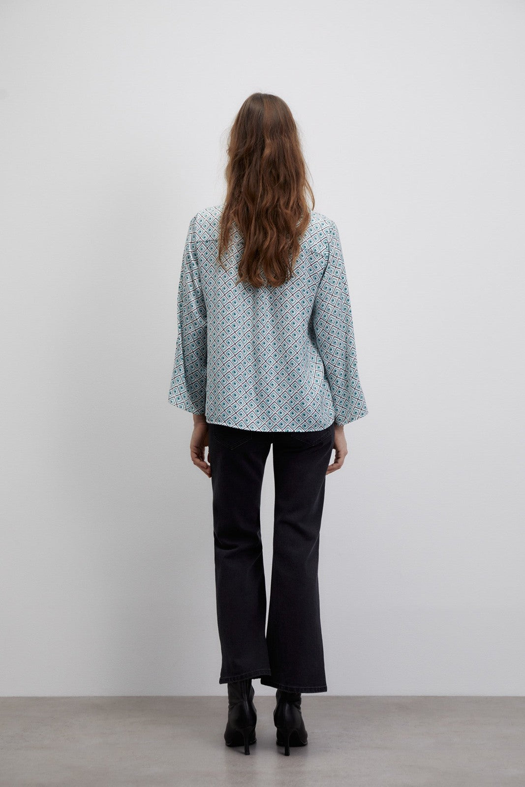 Sfera Printed loose-fit blouse - Green 6 Shaws Department Stores