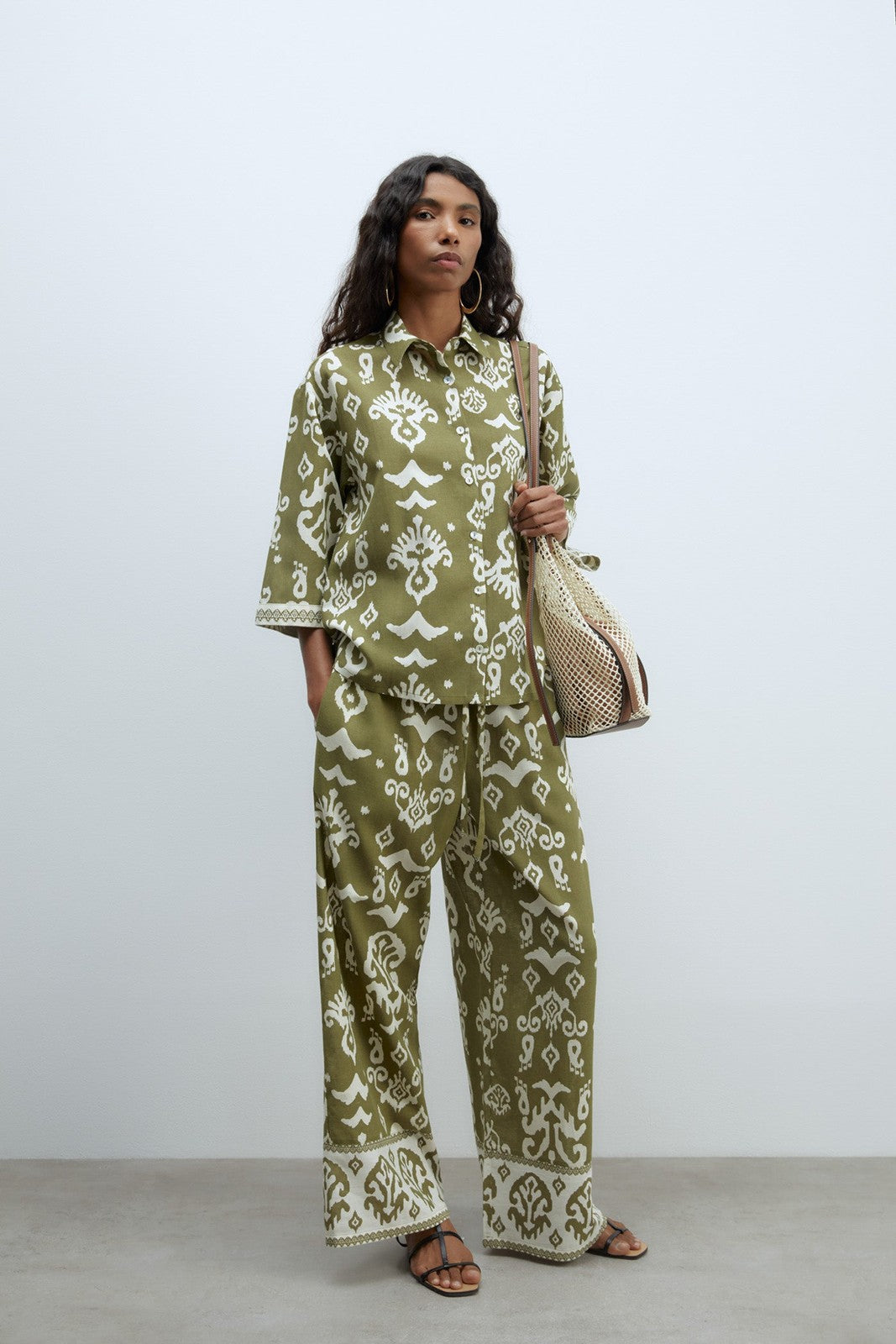 Sfera Printed shirt - Khaki 1 Shaws Department Stores