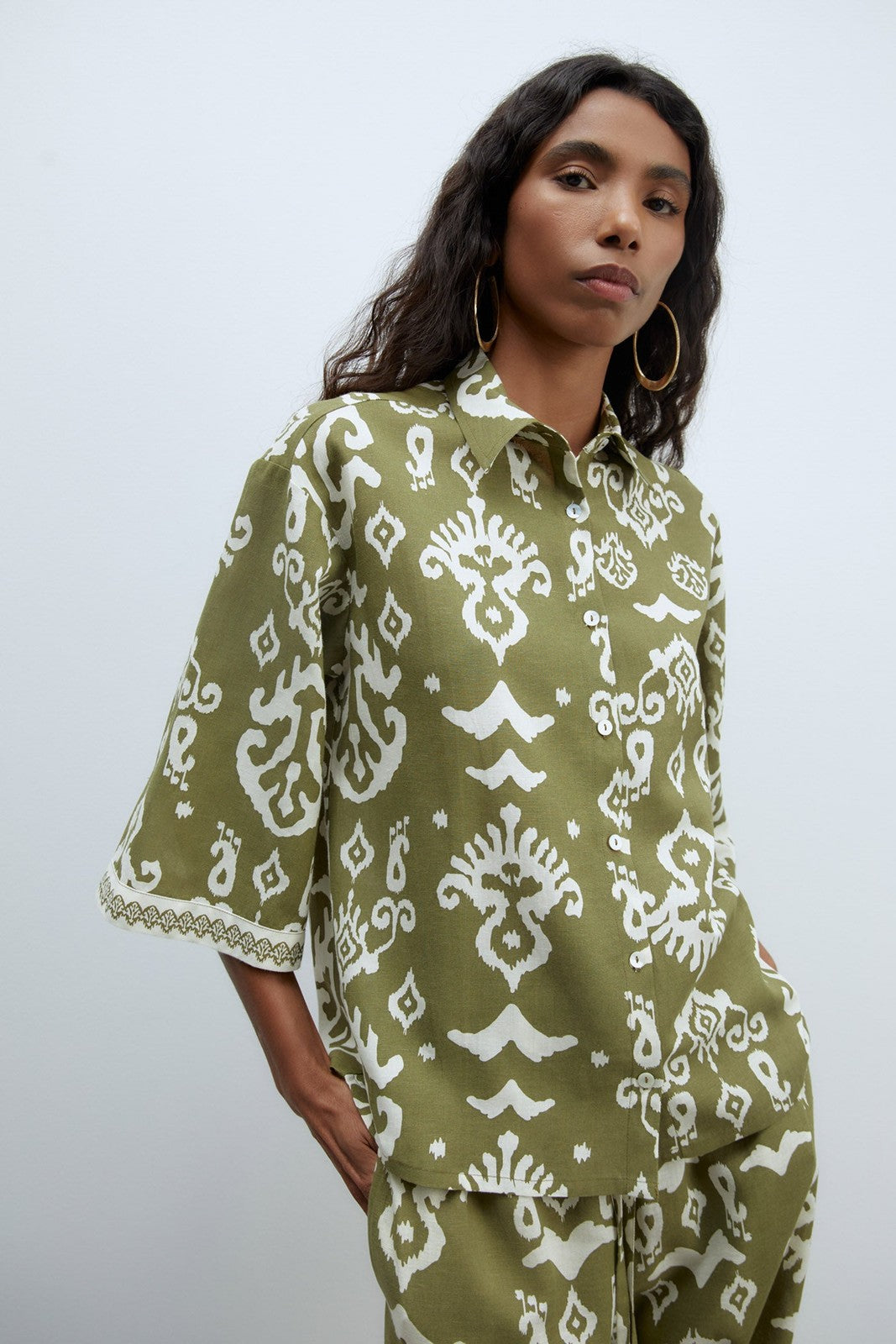 Sfera Printed shirt - Khaki 2 Shaws Department Stores