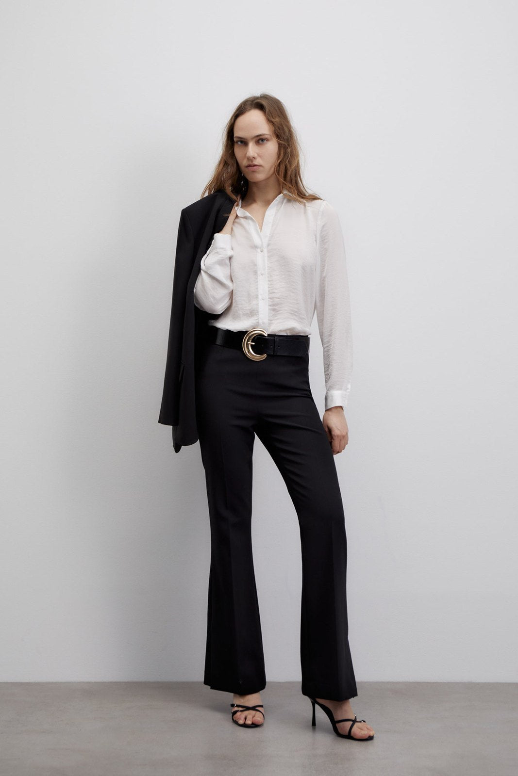 Sfera Plain shiny shirt - White 3 Shaws Department Stores