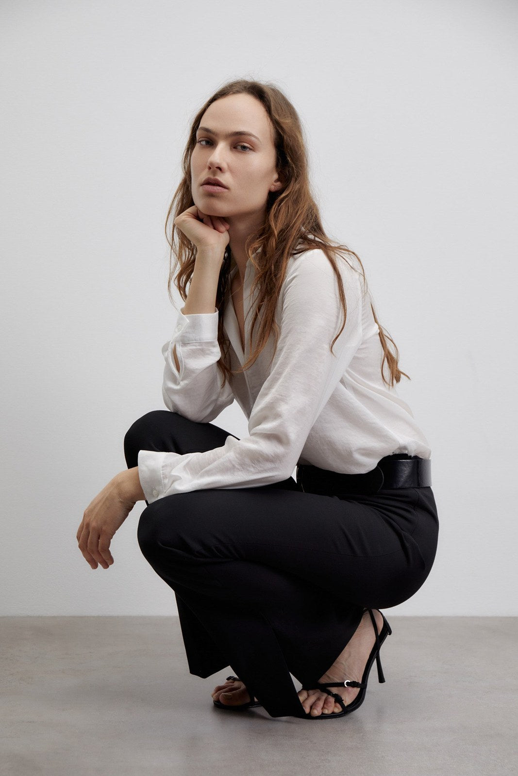 Sfera Plain shiny shirt - White 2 Shaws Department Stores