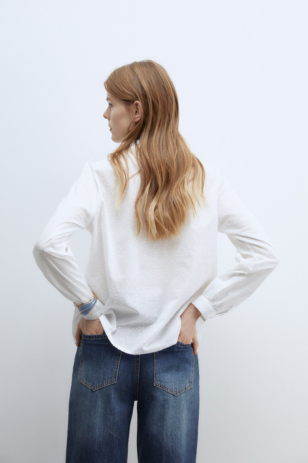 Sfera Lace plumetis shirt - White 3 Shaws Department Stores