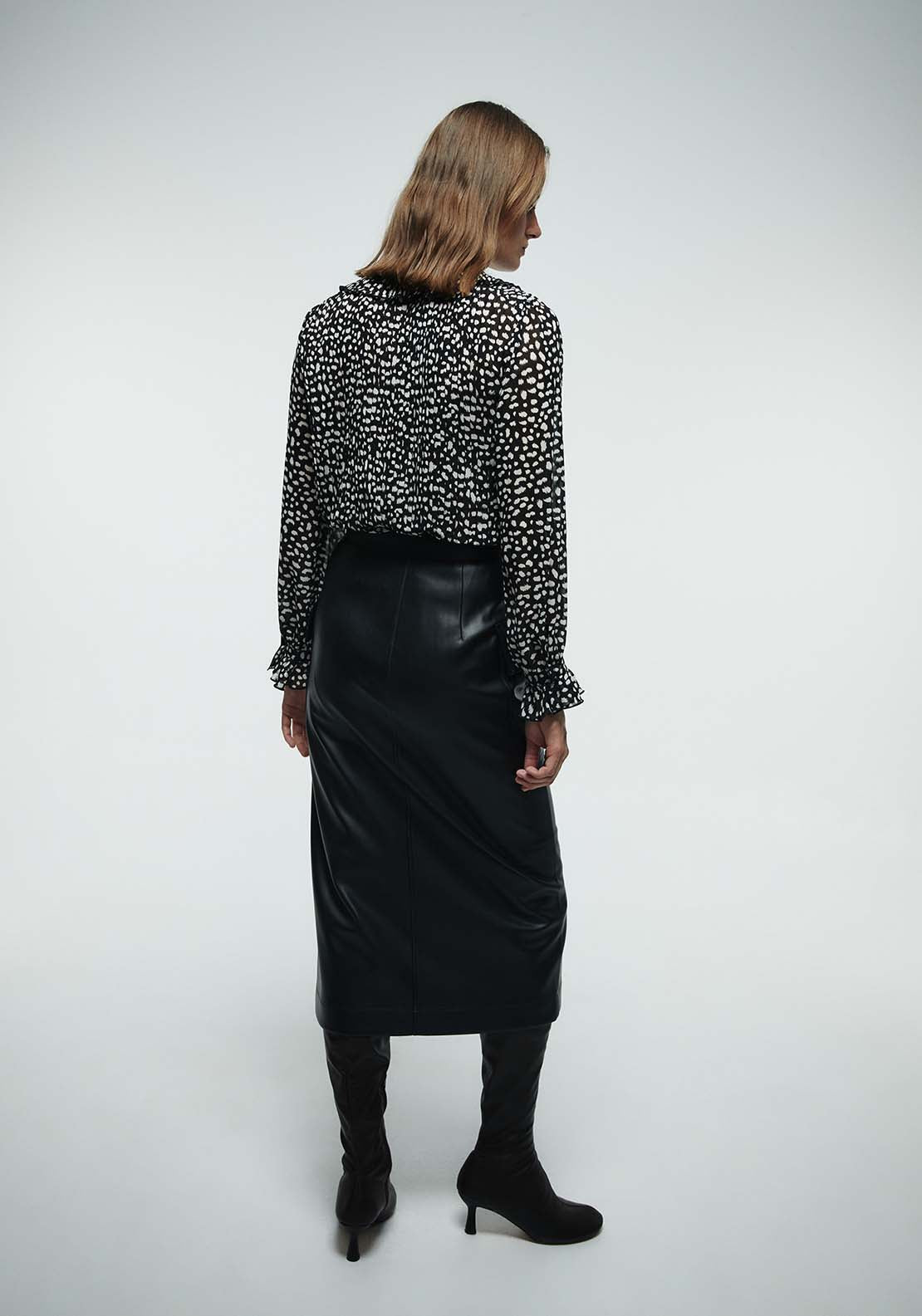 Pleated Ruffle Shirt - Black