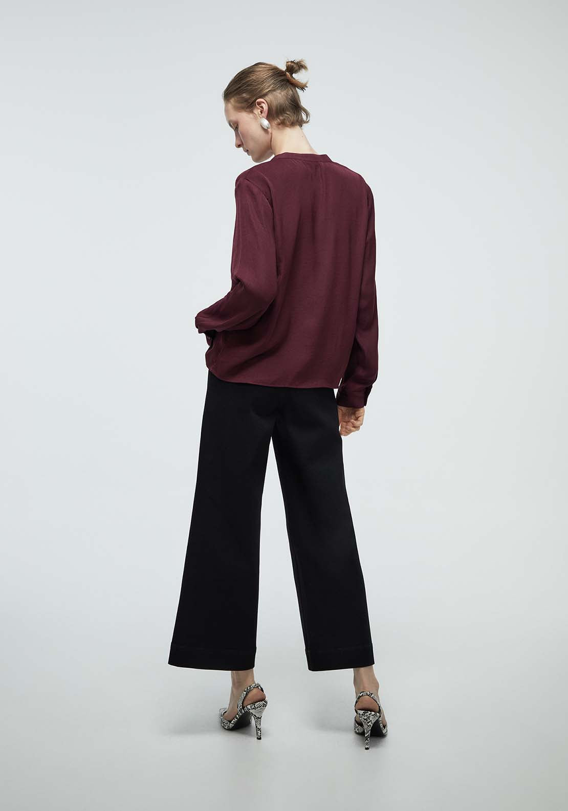 Plain Loose Fit Blouse - Red