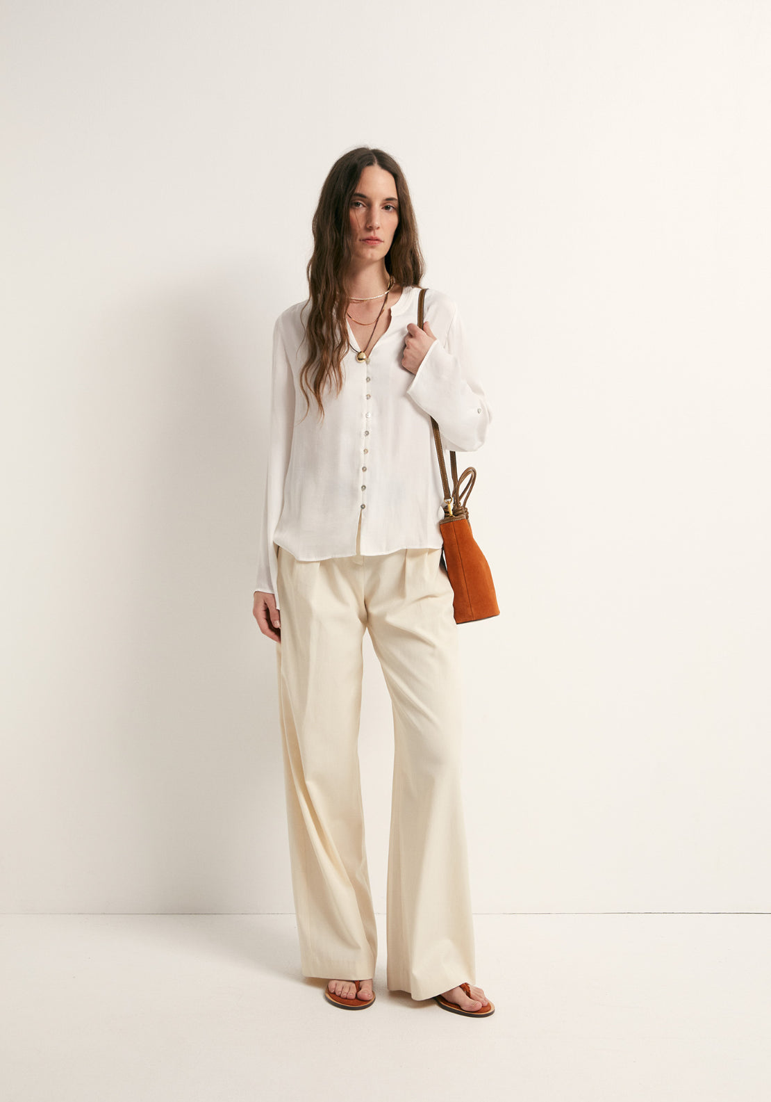 Buttons Loose Fit Blouse - White