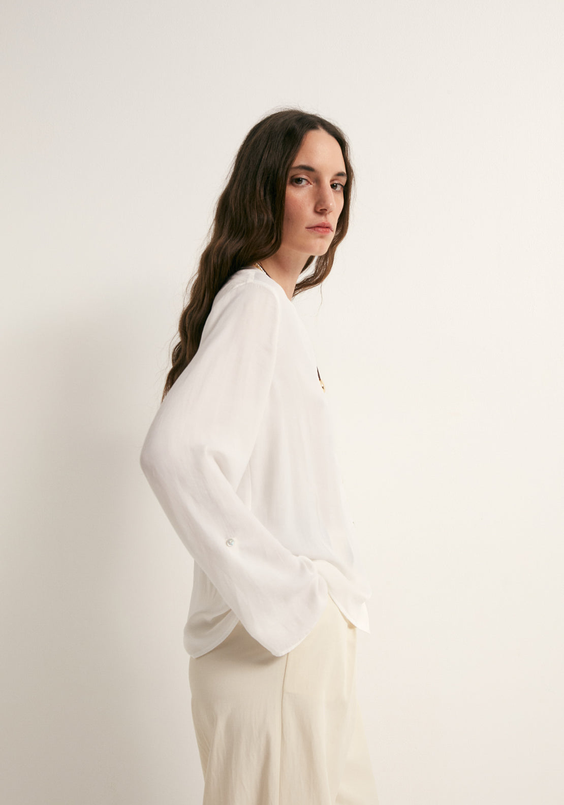Buttons Loose Fit Blouse - White