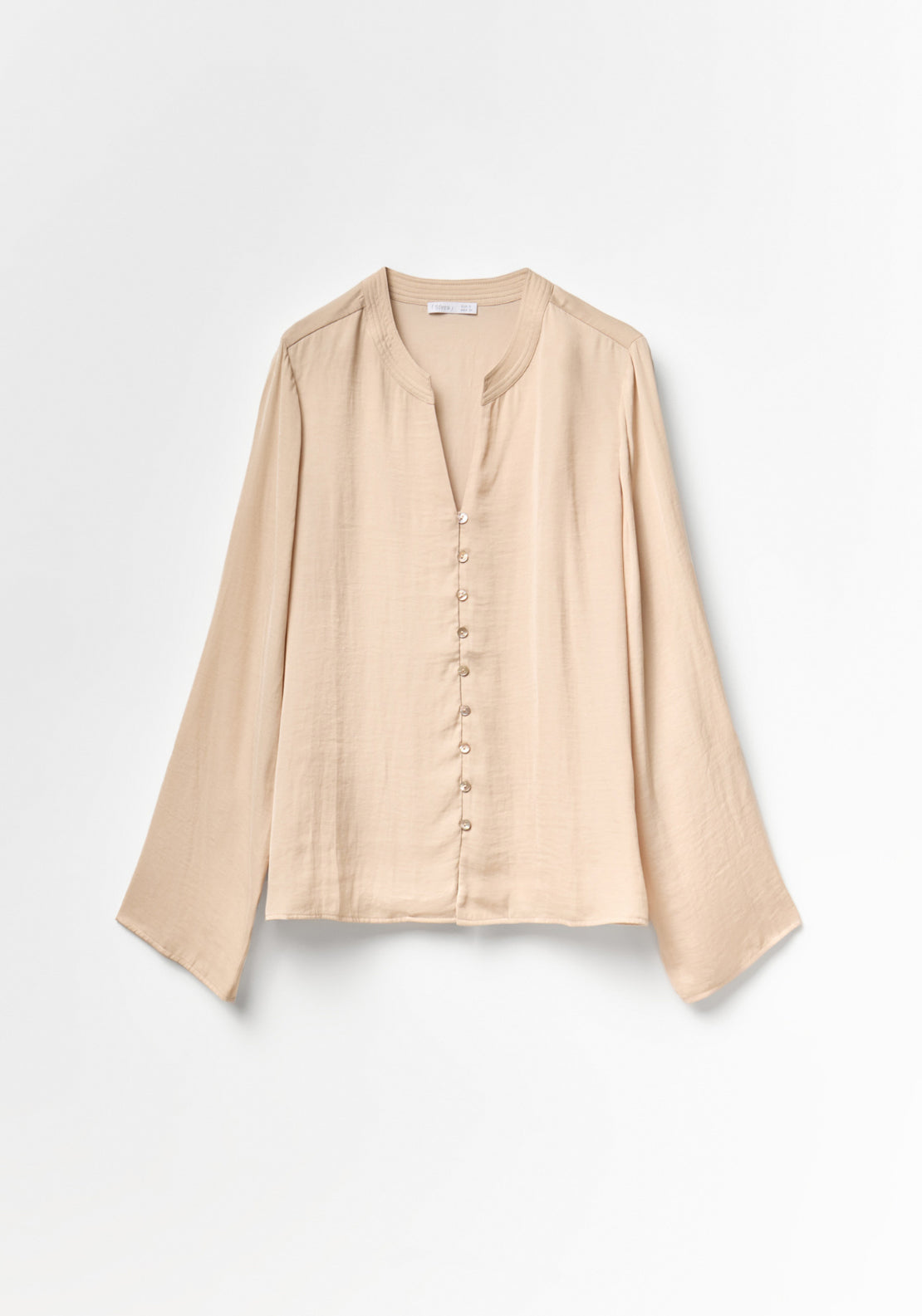 Buttons Loose Fit Blouse - Beige