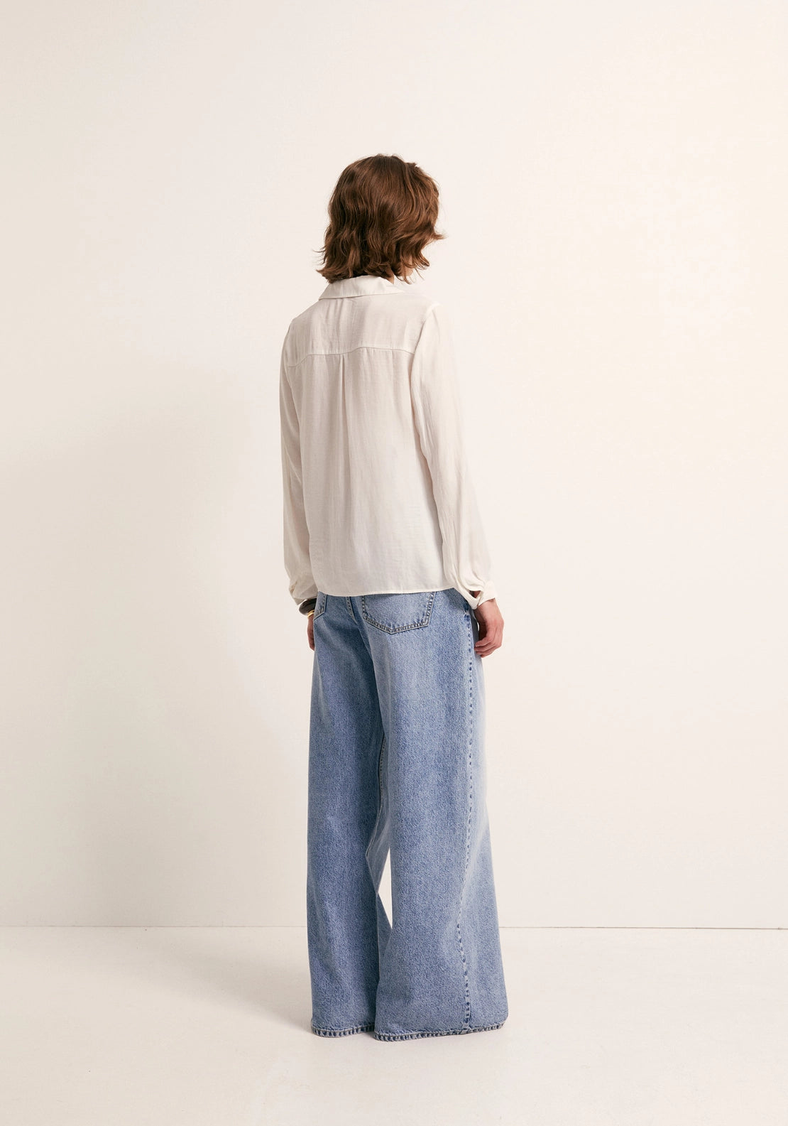 Button Front Camp Collar Shirt - White