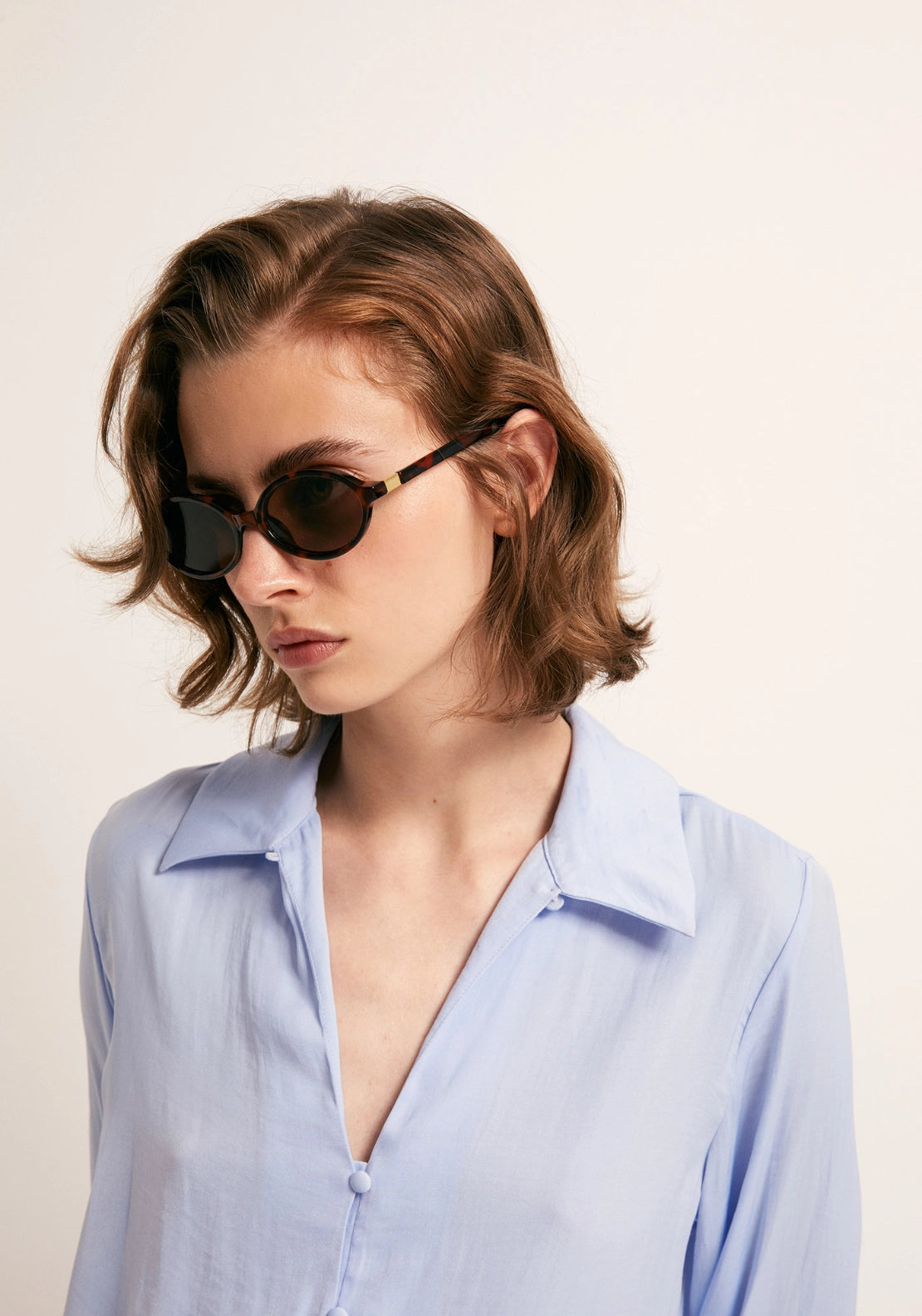 Button Front Camp Collar Shirt - Blue
