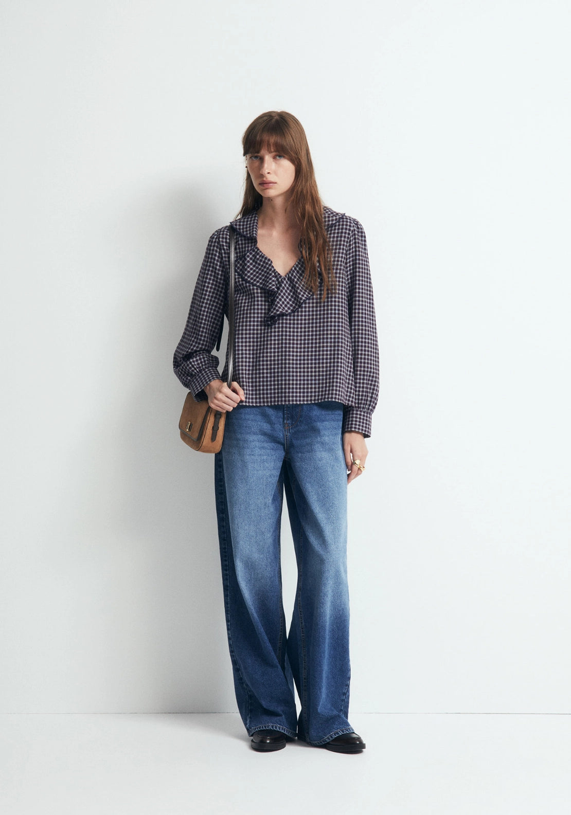 Ruffled Print Blouse - Red