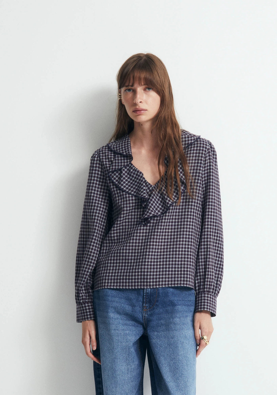 Ruffled Print Blouse - Red