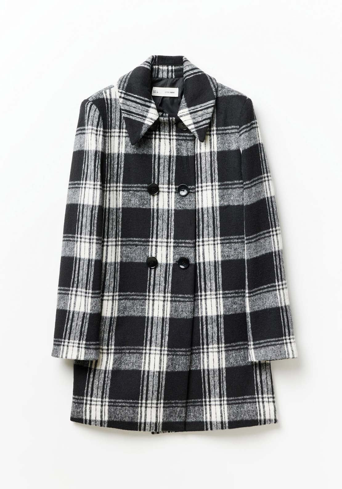 Sfera Double Breasted Coat - Black Check 5 Shaws Department Stores