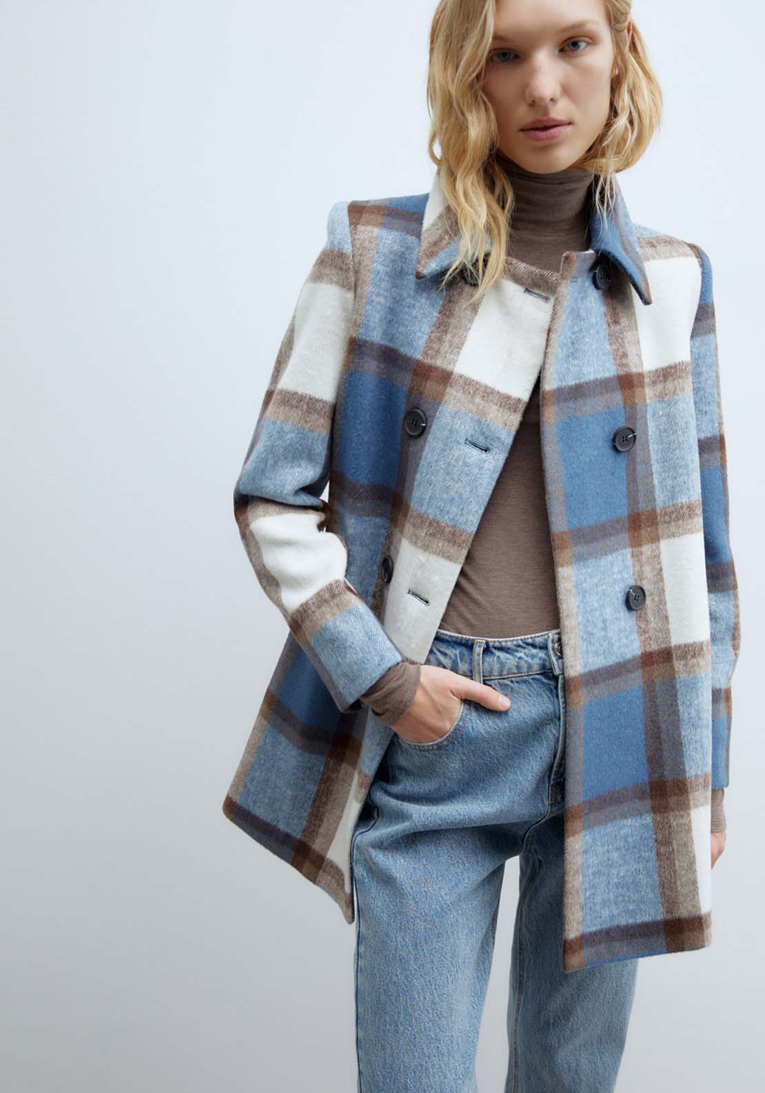 Sfera Double Breasted Coat - Royal Check 1 Shaws Department Stores