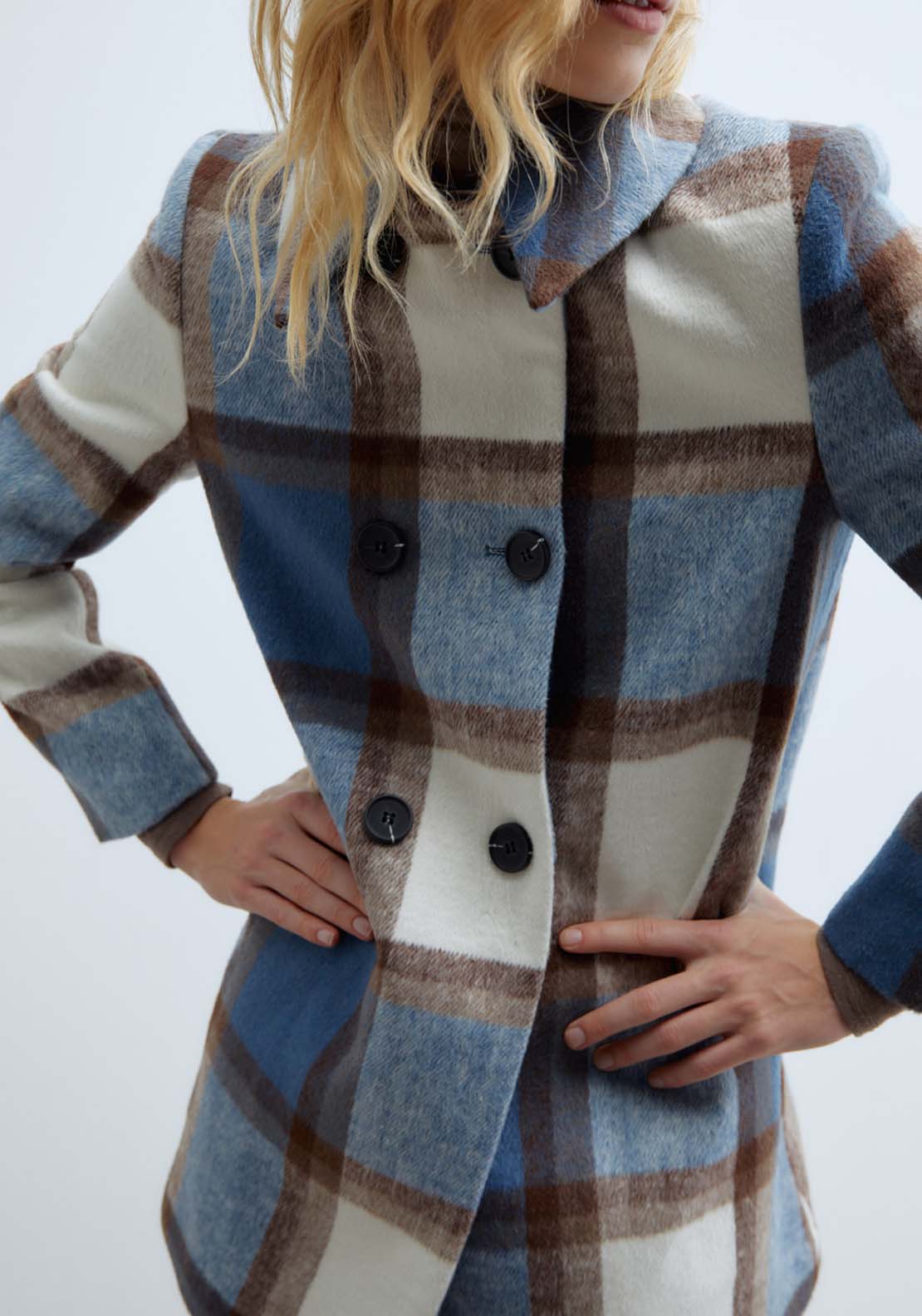 Sfera Double Breasted Coat - Royal Check 5 Shaws Department Stores