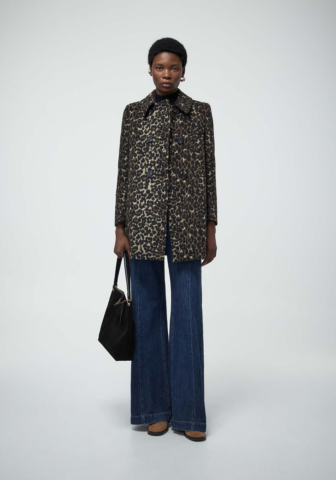 Animal Print Coat - Brown